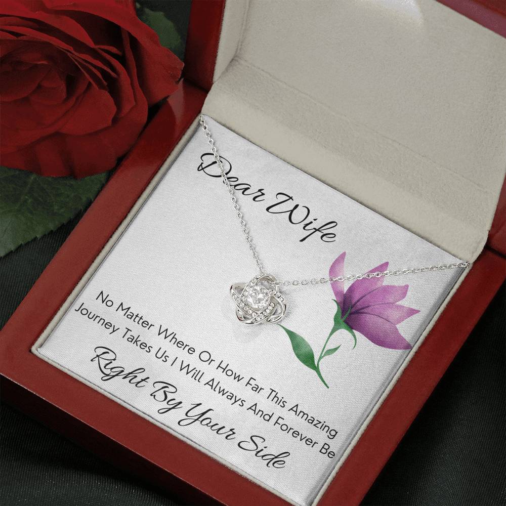 DEAR WIFE "BY YOUR SIDE" LOVE KNOT NECKLACE GIFT SET - ON CLOUD NINE GIFTS