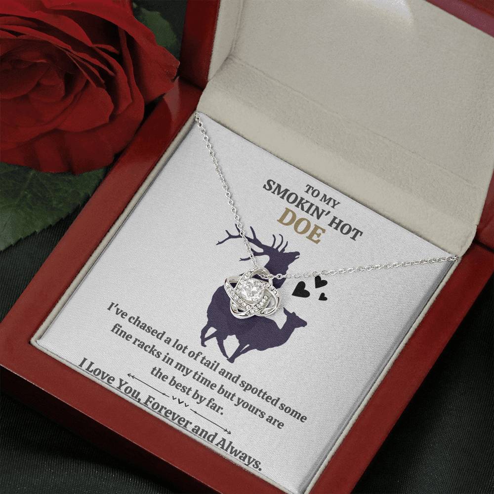 TO MY SMOKIN HOT DOE "TAIL - GOLDEN" LOVE KNOT NECKLACE GIFT SET - ON CLOUD NINE GIFTS