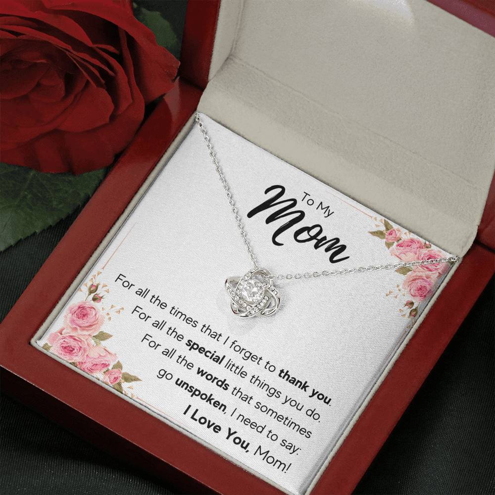 TO MY MOM UNSPOKEN LOVE KNOT NECKLACE GIFT SET - ON CLOUD NINE GIFTS