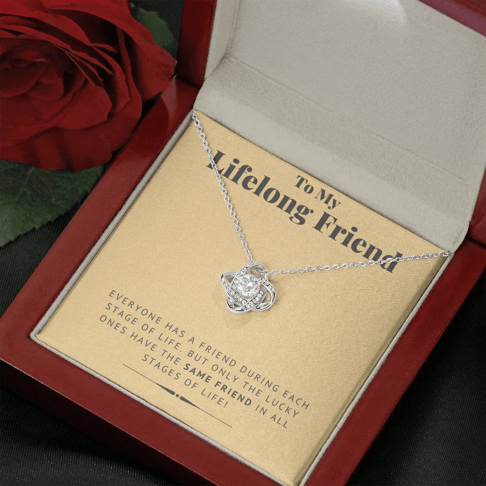 TO MY LIFELONG FRIEND "SAME FRIEND" LOVE KNOT NECKLACE GIFT SET - ON CLOUD NINE GIFTS