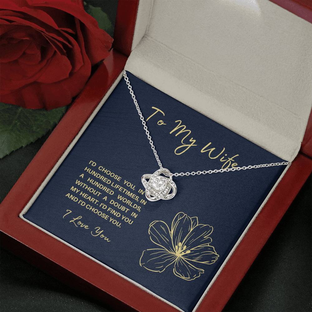 TO MY WIFE "HUNDRED LIFETIMES" LOVE KNOT NECKLACE GIFT SET - ON CLOUD NINE GIFTS