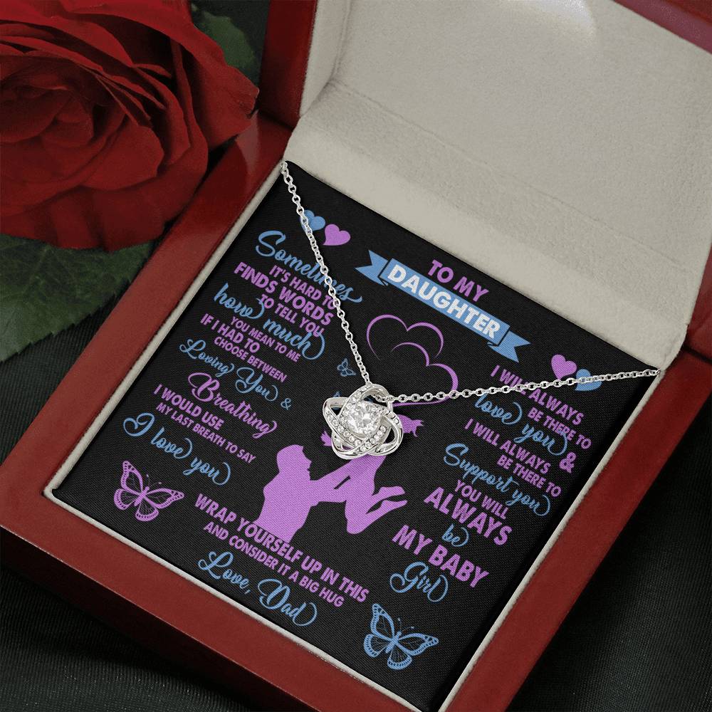 TO MY DAUGHTER FROM DAD "BREATHING" LOVE KNOT NECKLACE GIFT SET - ON CLOUD NINE GIFTS