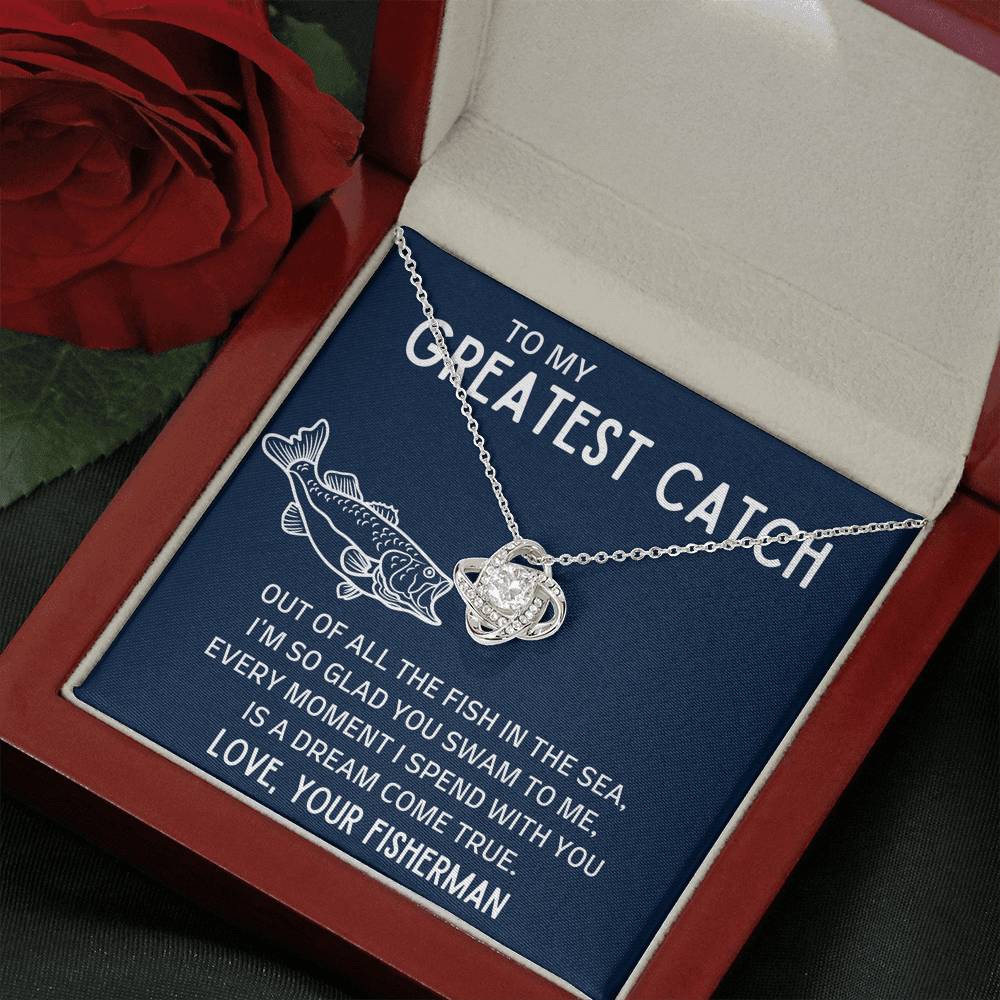 TO MY GREATEST CATCH "FISH IN THE SEA" LOVE KNOT NECKLACE GIFT SET - ON CLOUD NINE GIFTS