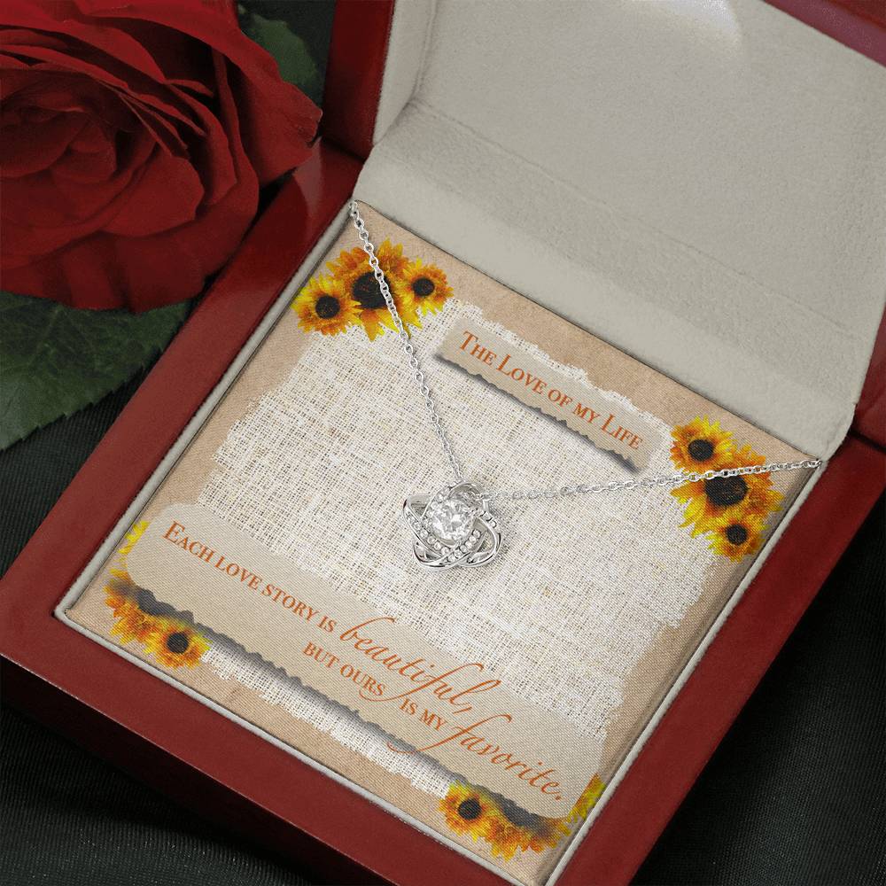 TO THE LOVE OF MY LIFE "SUNFLOWER" LOVE KNOT NECKLACE GIFT SET - ON CLOUD NINE GIFTS