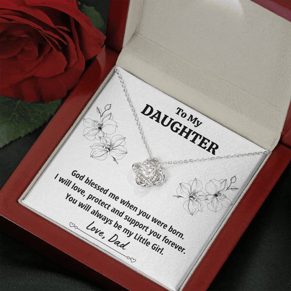 TO MY DAUGHTER FROM DAD "LITTLE GIRL" LOVE KNOT NECKLACE GIFT SET - ON CLOUD NINE GIFTS