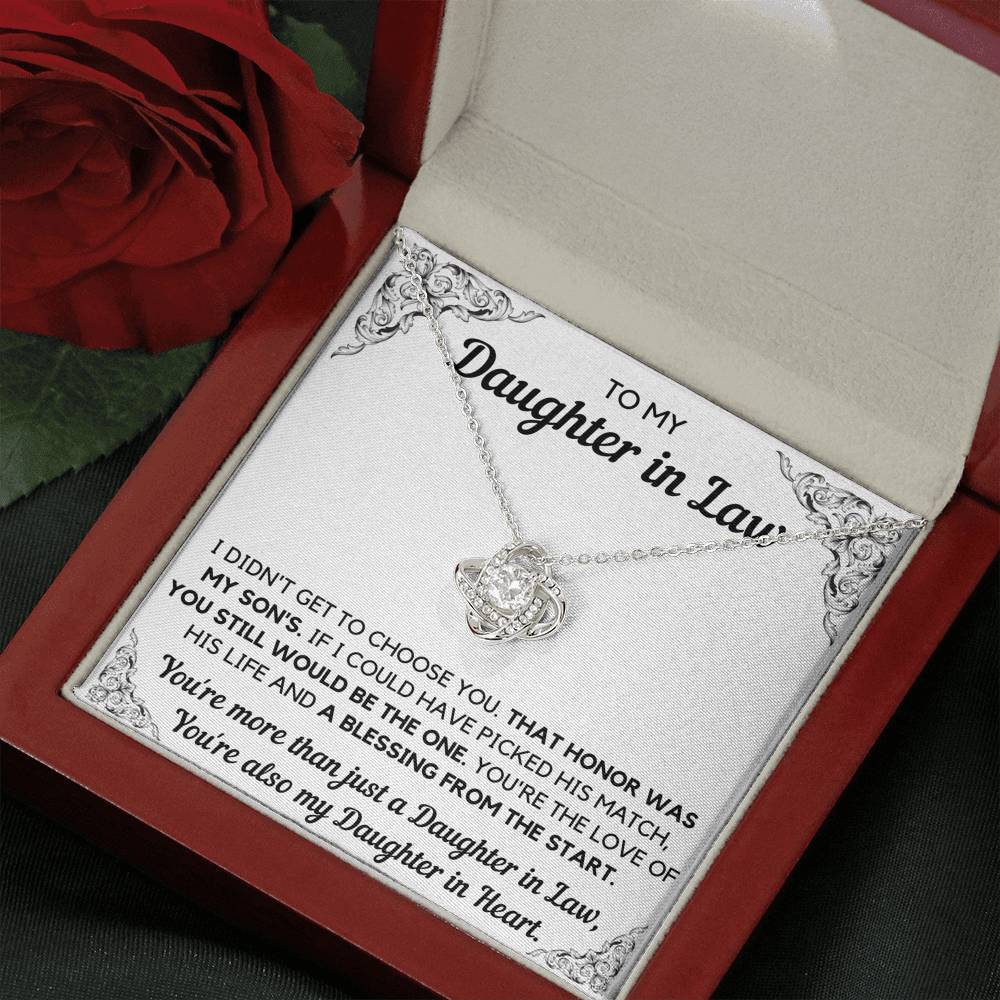 TO MY DAUGHTER-IN-LAW HONOR LOVE KNOT NECKLACE GIFT SET - ON CLOUD NINE GIFTS