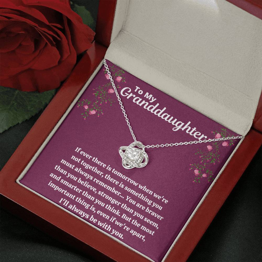 TO MY GRANDDAUGHTER "STRONGER THAN YOU SEEM - PURPLE" LOVE KNOT NECKLACE GIFT SET - ON CLOUD NINE GIFTS