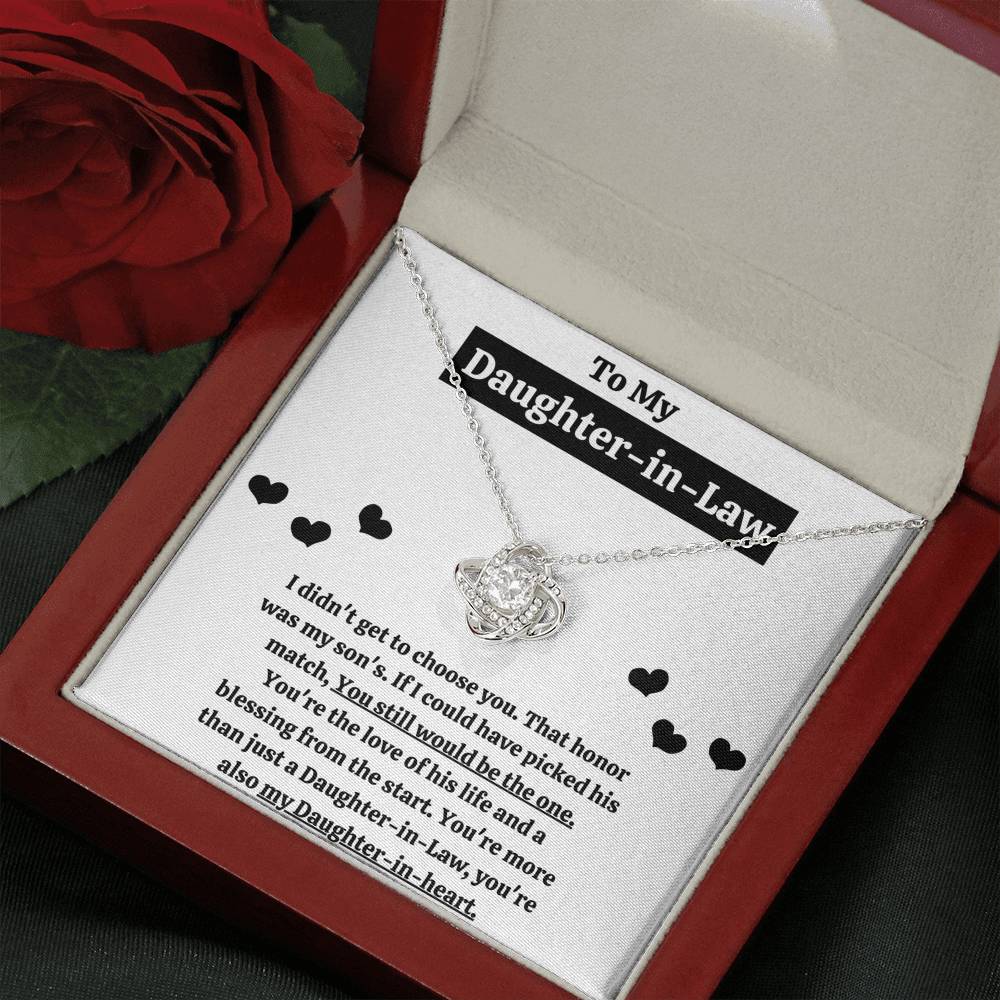 TO MY DAUGHTER-IN-LAW "BLESSING FROM THE START" LOVE KNOT NECKLACE GIFT SET - ON CLOUD NINE GIFTS