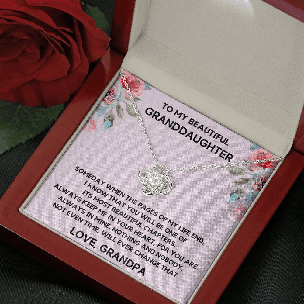 TO MY BEAUTIFUL GRANDDAUGHTER FROM GRANDPA CHAPTERS FLOWERS LOVE KNOT NECKLACE GIFT SET - ON CLOUD NINE GIFTS