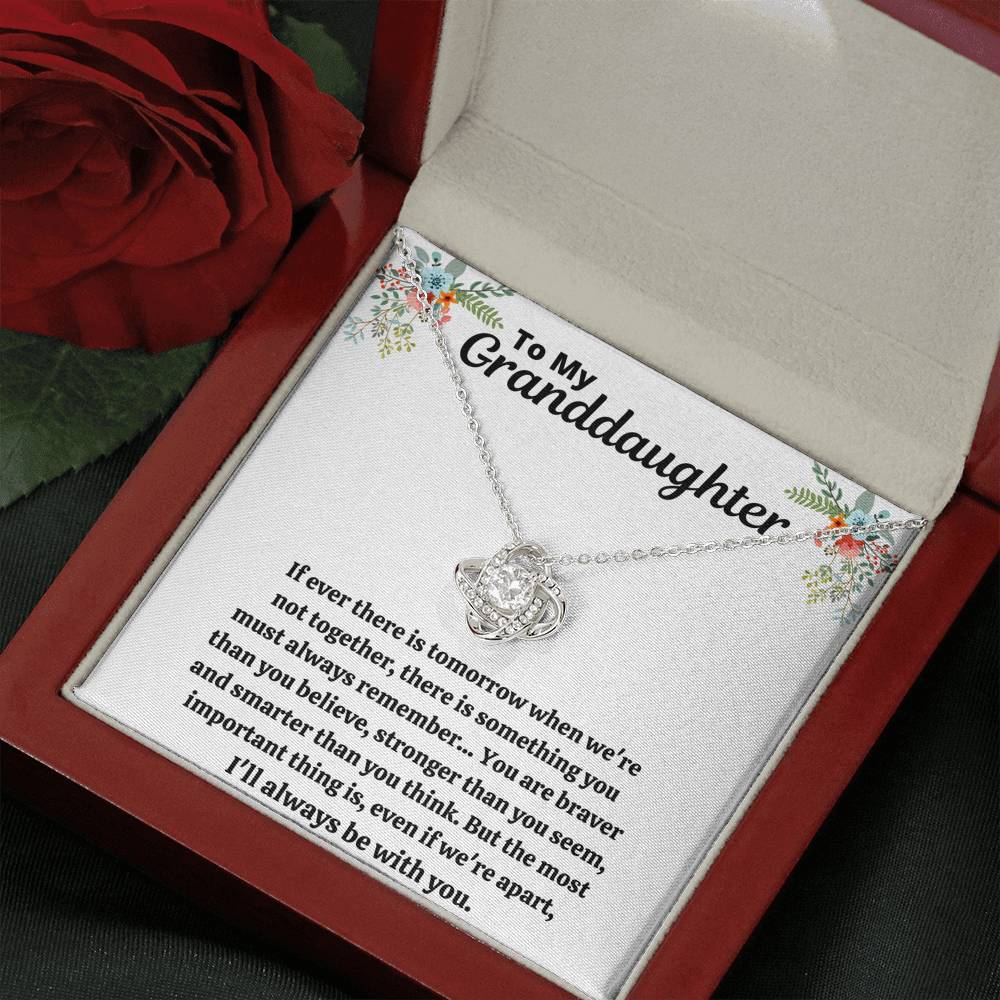 TO MY GRANDDAUGHTER "STRONGER THAN YOU SEEM" LOVE KNOT NECKLACE GIFT SET - ON CLOUD NINE GIFTS