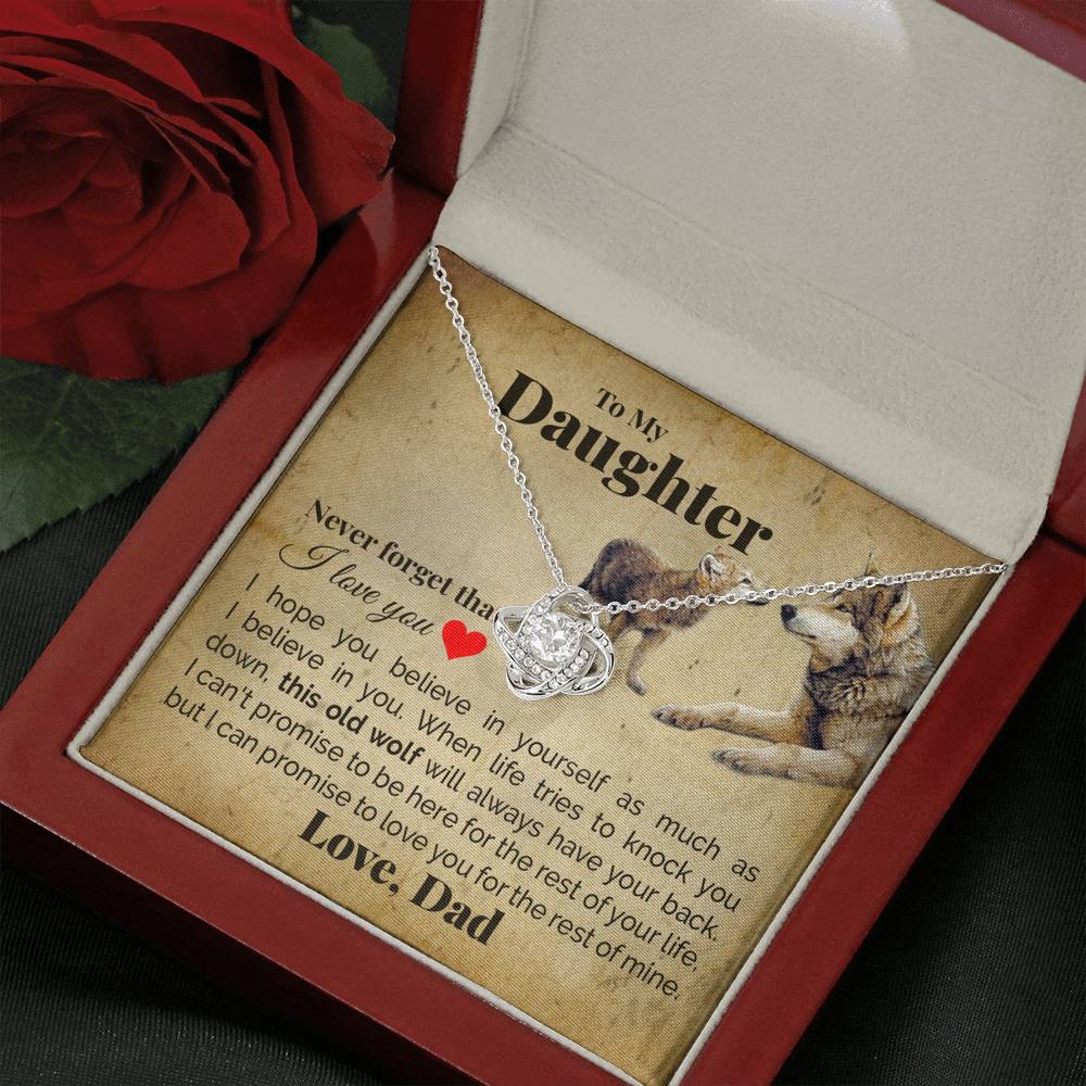TO MY DAUGHTER "THIS OLD WOLF" LOVE KNOT NECKLACE GIFT SET - ON CLOUD NINE GIFTS