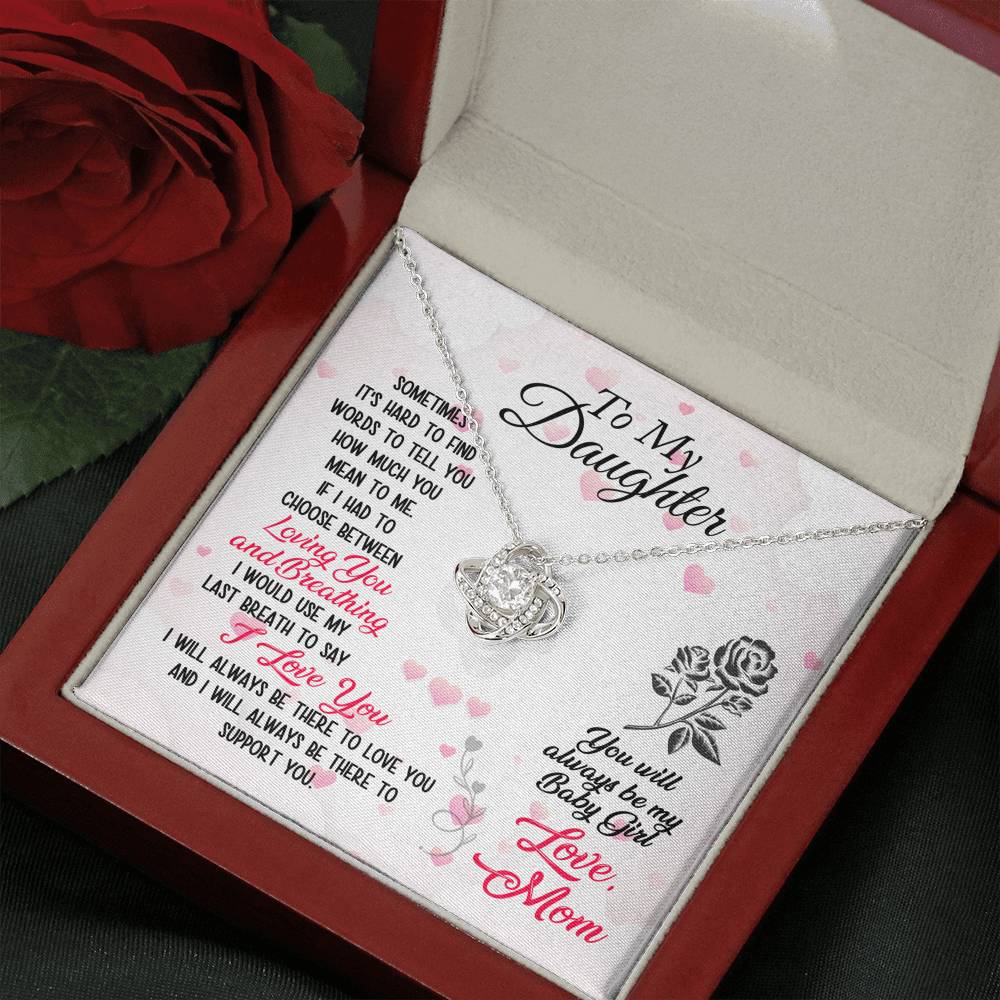 TO MY DAUGHTER "BREATHING" LOVE KNOT NECKLACE GIFT SET - ON CLOUD NINE GIFTS