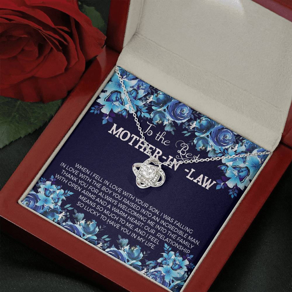 TO MY MOTHER IN LAW "WARM-SO" LOVE KNOT NECKLACE GIFT SET - ON CLOUD NINE GIFTS