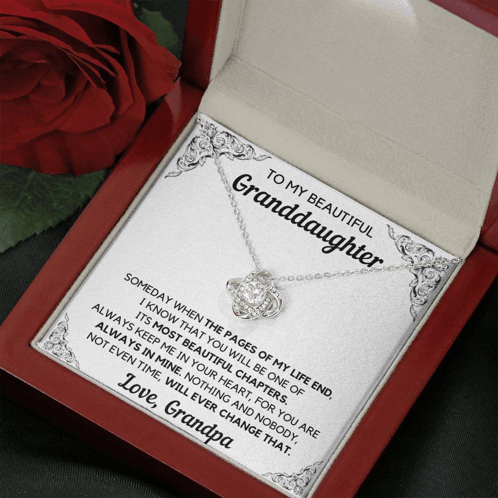 TO MY BEAUTIFUL GRANDDAUGHTER FROM GRANDPA CHAPTERS LOVE KNOT NECKLACE GIFT SET - ON CLOUD NINE GIFTS