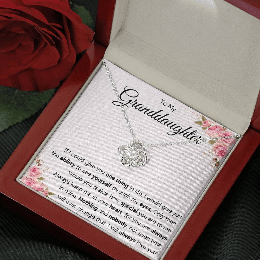 TO MY GRANDDAUGHTER EYES LOVE KNOT NECKLACE GIFT SET - ON CLOUD NINE GIFTS