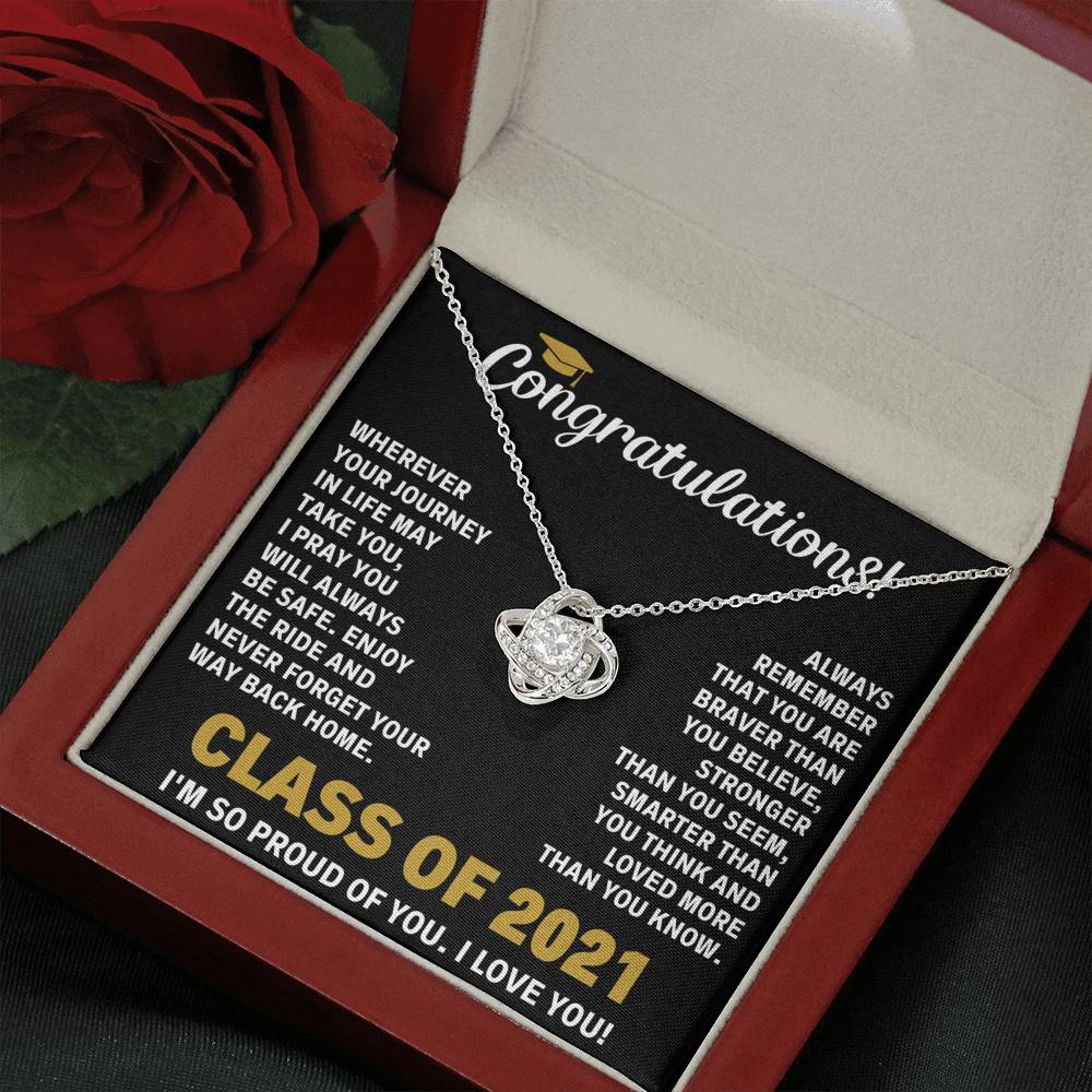 CLASS OF 2021 BRAVER LOVE KNOT NECKLACE GIFT SET - ON CLOUD NINE GIFTS