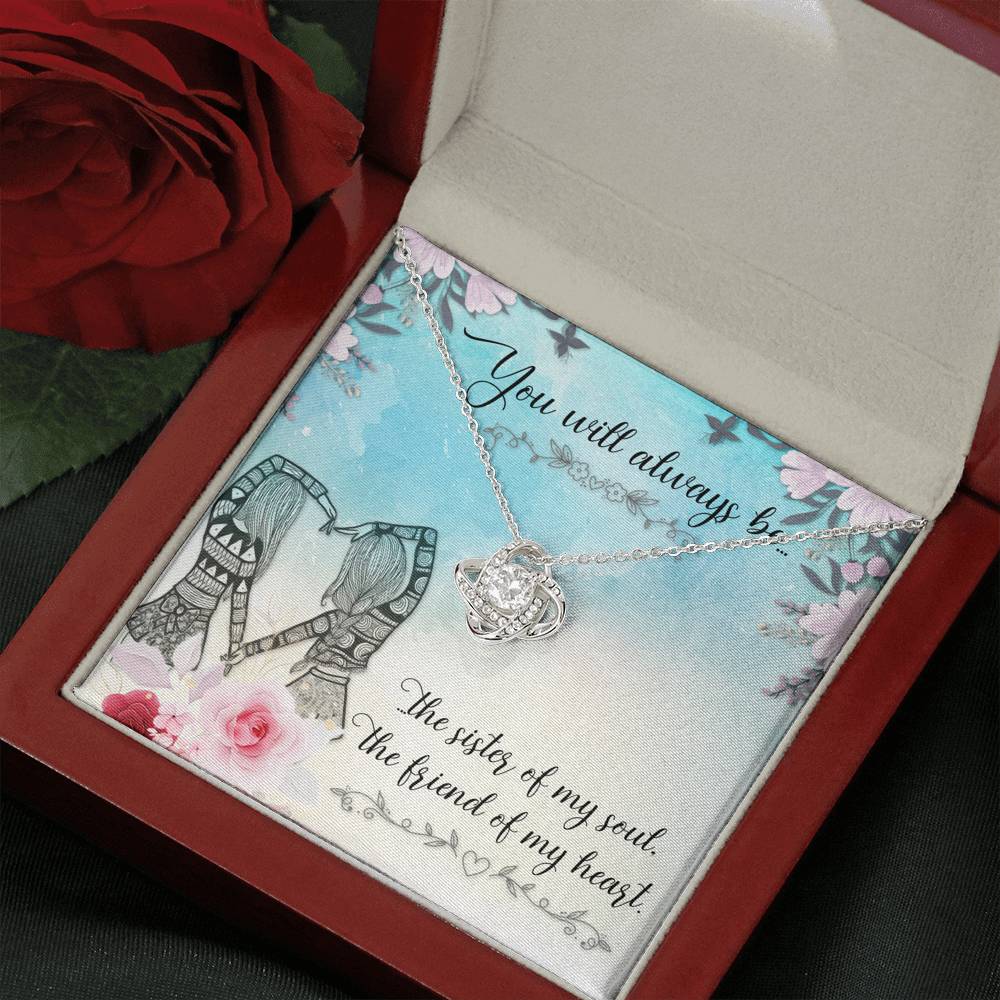 TO MY BEST FRIEND "SISTER OF MY SOUL" LOVE KNOT NECKLACE GIFT SET - ON CLOUD NINE GIFTS