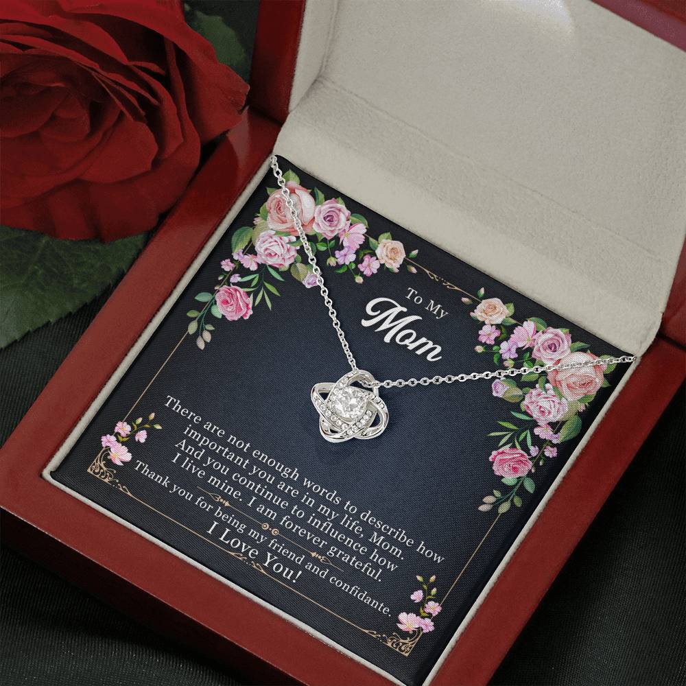 TO MY MOM "ENOUGH WORDS-SO" LOVE KNOT NECKLACE GIFT SET - ON CLOUD NINE GIFTS