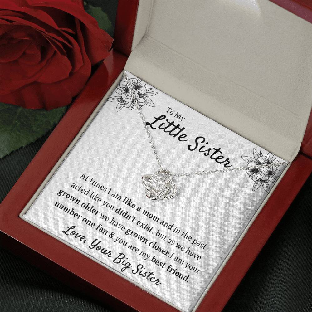 TO MY LITTLE SISTER "YOUR FAN" LOVE KNOT NECKLACE GIFT SET - ON CLOUD NINE GIFTS