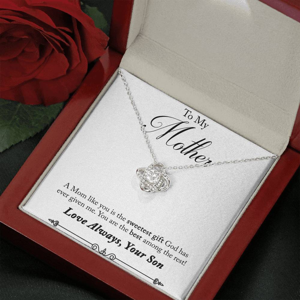 TO MY MOTHER "AMONG THE REST - SO" LOVE KNOT NECKLACE GIFT SET - ON CLOUD NINE GIFTS
