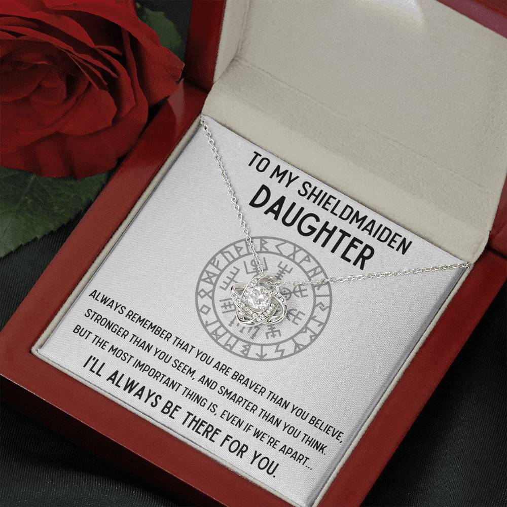 TO MY SHIELDMAIDEN DAUGHTER "BRAVER" LOVE KNOT NECKLACE GIFT SET - ON CLOUD NINE GIFTS