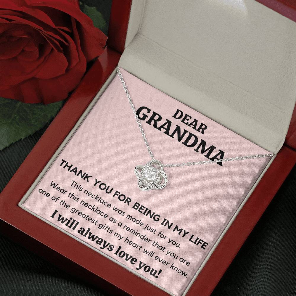 DEAR GRANDMA MY LIFE LOVE KNOT NECKLACE GIFT SET - ON CLOUD NINE GIFTS