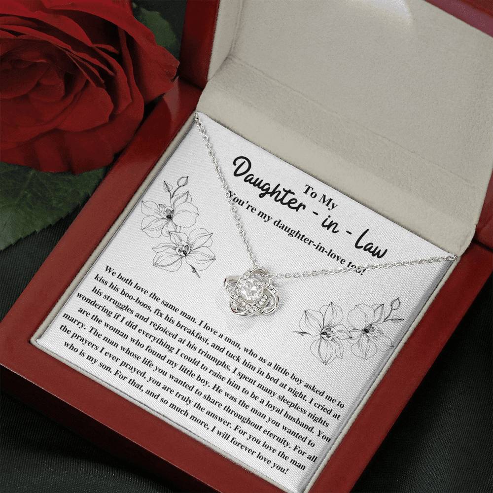 TO MY DAUGHTER-IN-LAW TRIUMPHS FLOWERS LOVE KNOT NECKLACE GIFT SET - ON CLOUD NINE GIFTS