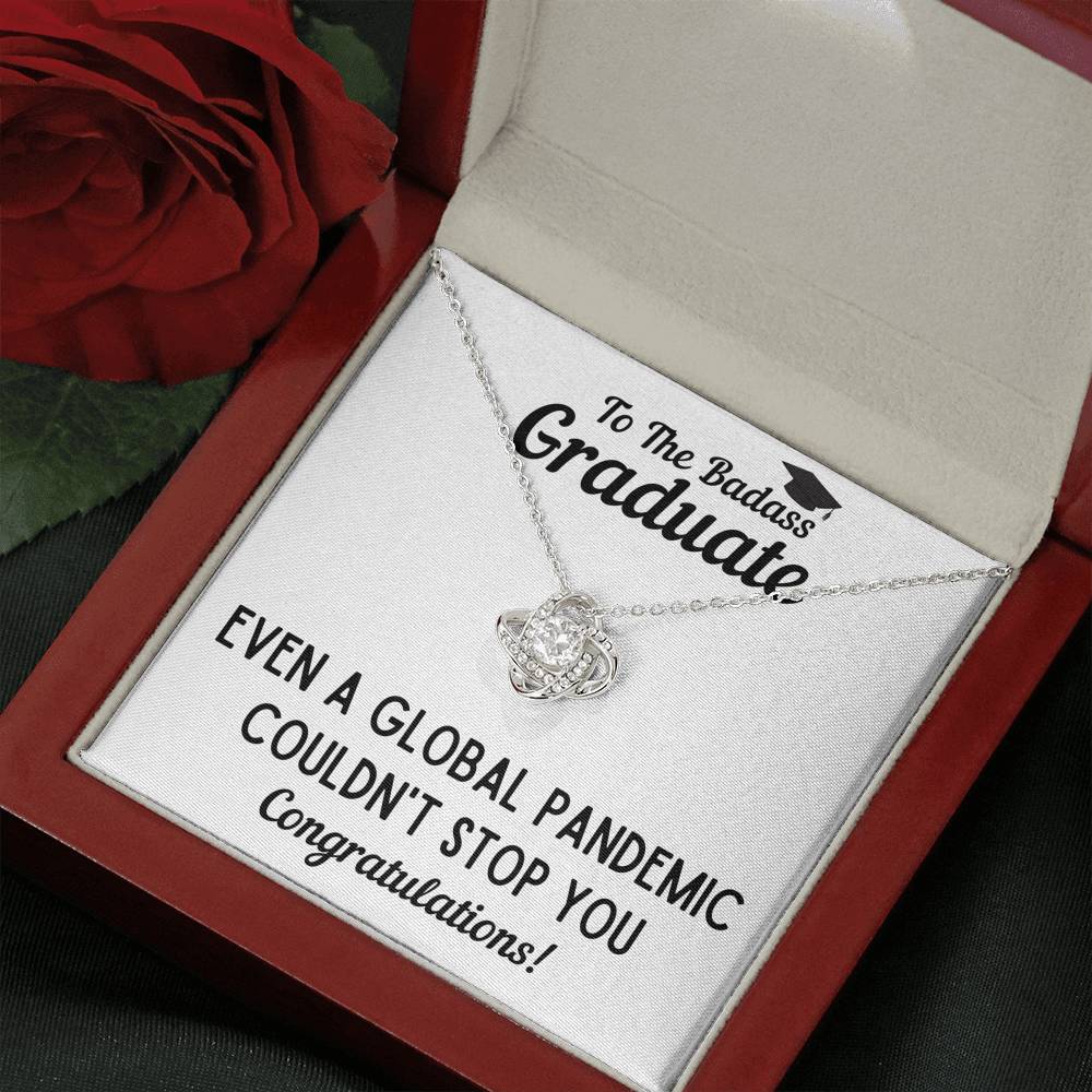 TO THE BADASS GRADUATE STOP LOVE KNOT NECKLACE GIFT SET - ON CLOUD NINE GIFTS