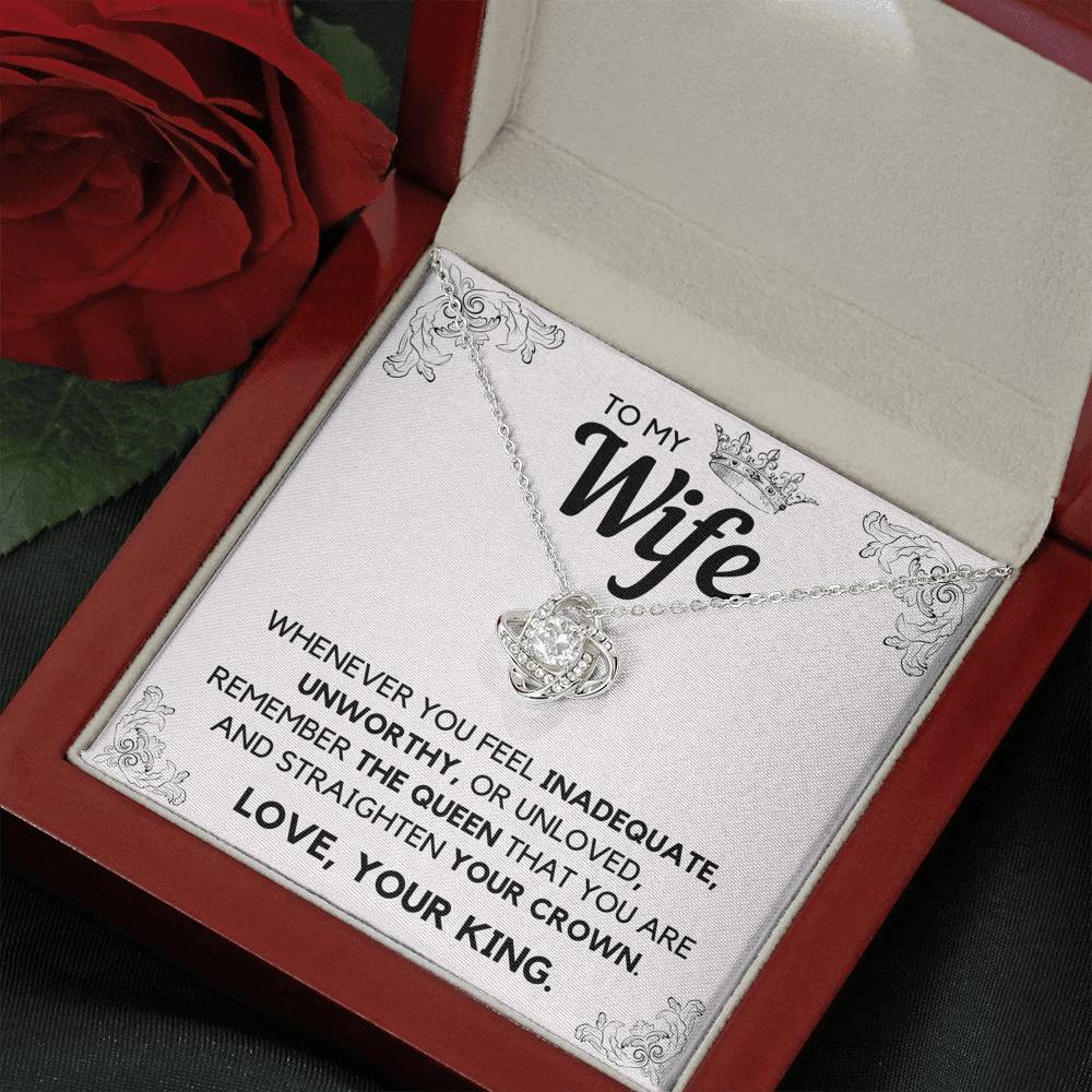 TO MY WIFE QUEEN LOVE KNOT NECKLACE GIFT SET - ON CLOUD NINE GIFTS