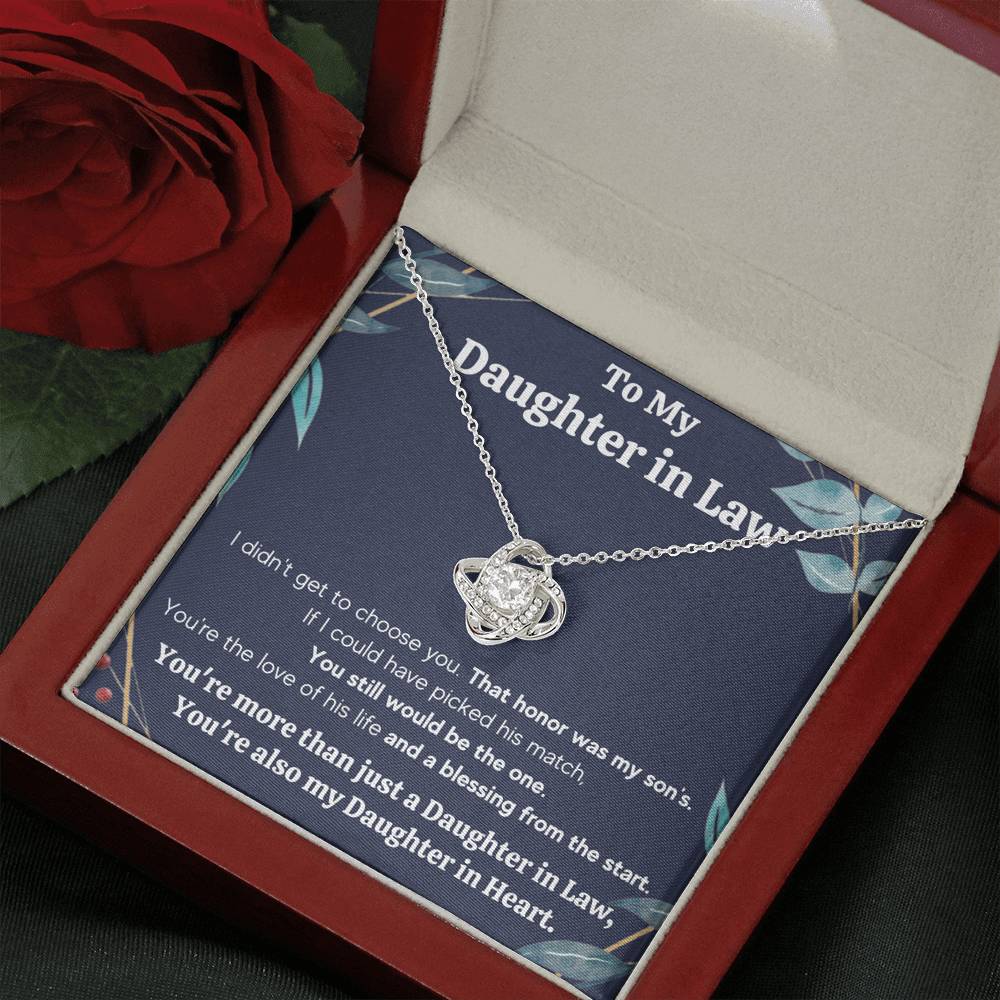 TO MY DAUGHTER IN LAW HONOR FRAME LOVE KNOT NECKLACE GIFT SET - ON CLOUD NINE GIFTS