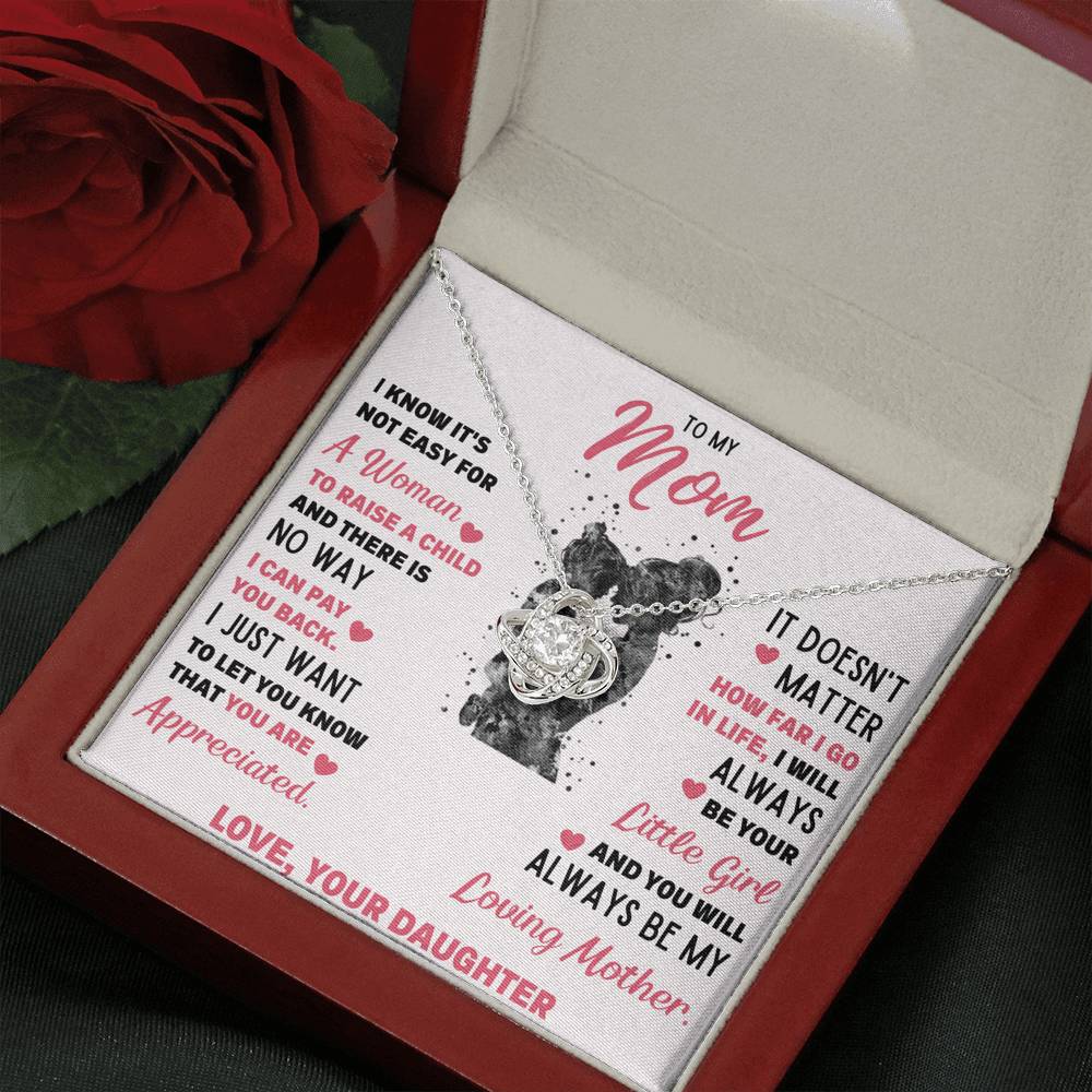 TO MY MOM LITTLE GIRL LOVE KNOT NECKLACE GIFT SET - ON CLOUD NINE GIFTS
