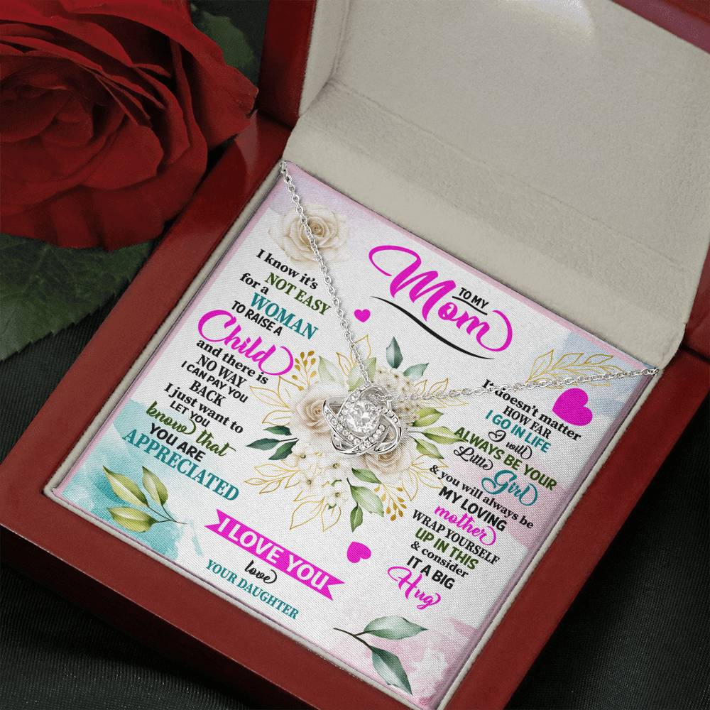 TO MY MOM FROM DAUGHTER "RAISE" LOVE KNOT NECKLACE GIFT SET - ON CLOUD NINE GIFTS