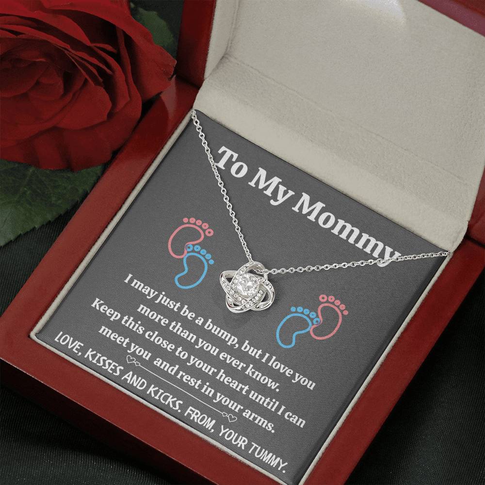 TO MY MOMMY "BABY FEET - GRAY" LOVE KNOT NECKLACE GIFT SET - ON CLOUD NINE GIFTS