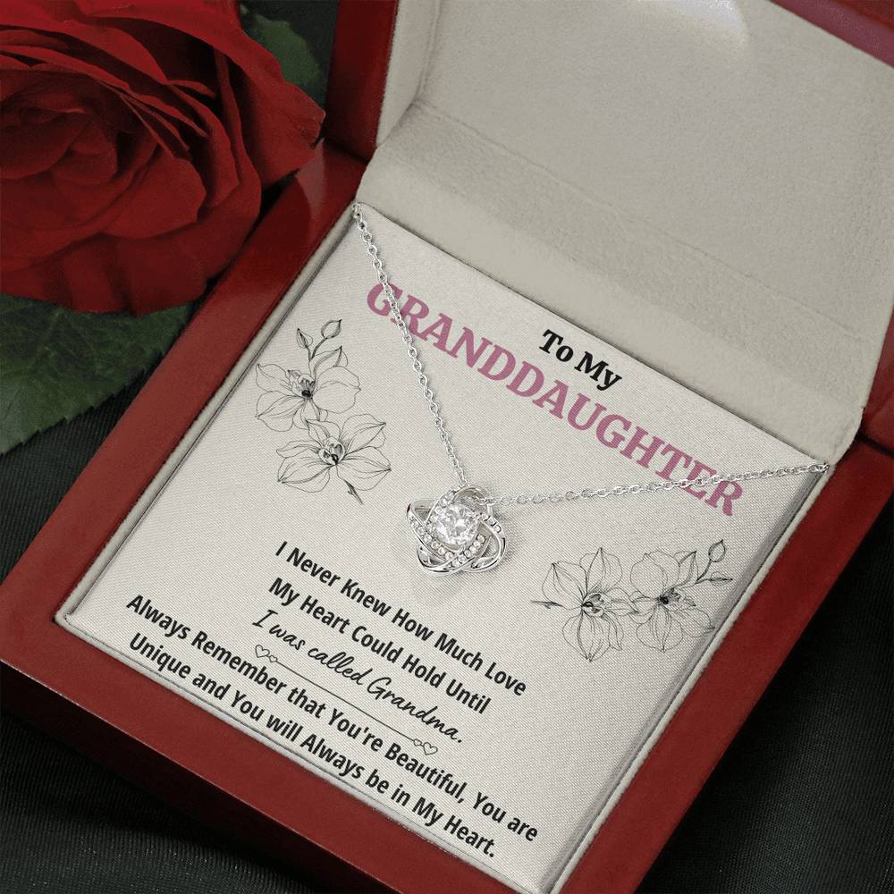 TO MY GRANDDAUGHTER "CALLED GRANDMA" LOVE KNOT NECKLACE GIFT SET - ON CLOUD NINE GIFTS