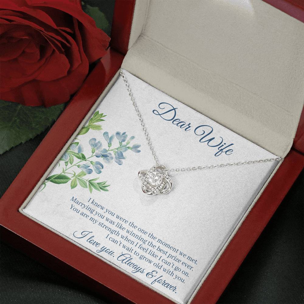 DEAR WIFE "THE ONE" LOVE KNOT NECKLACE GIFT SET - ON CLOUD NINE GIFTS