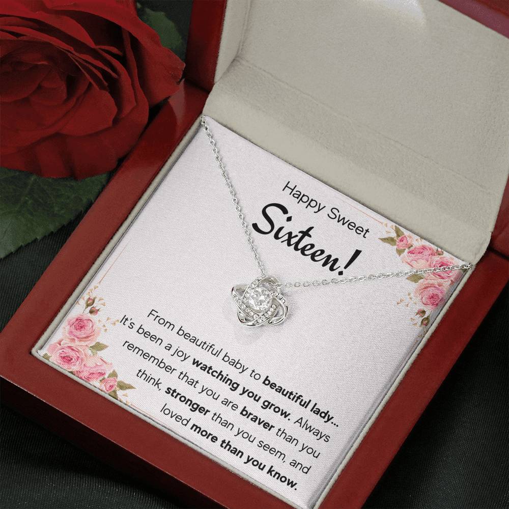 HAPPY SWEET SIXTEEN GROW LOVE KNOT NECKLACE GIFT SET - ON CLOUD NINE GIFTS