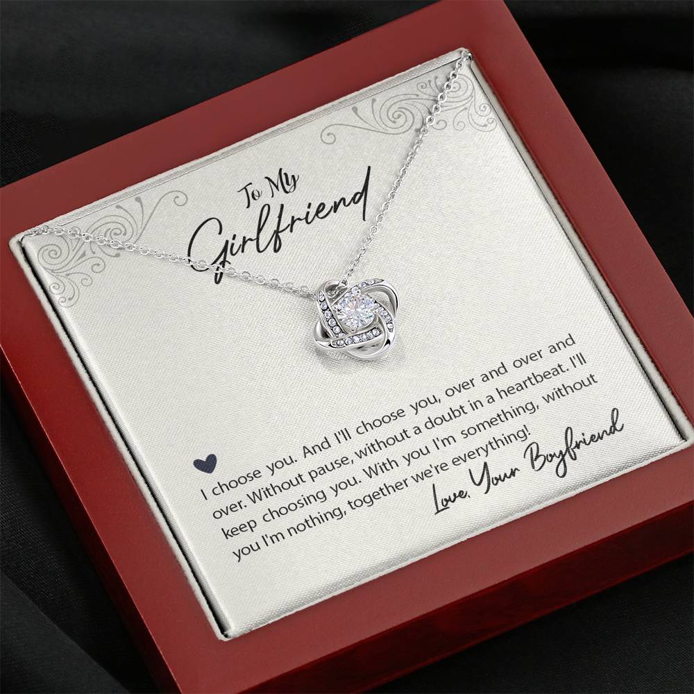 TO MY GIRLFRIEND "WE'RE EVERYTHING" LOVE KNOT NECKLACE GIFT SET - ON CLOUD NINE GIFTS