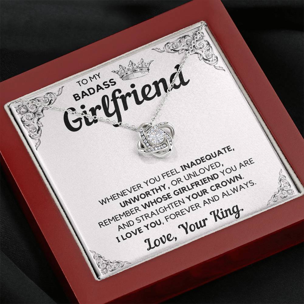 TO MY BADASS GIRLFRIEND CROWN LOVE KNOT NECKLACE GIFT SET - ON CLOUD NINE GIFTS