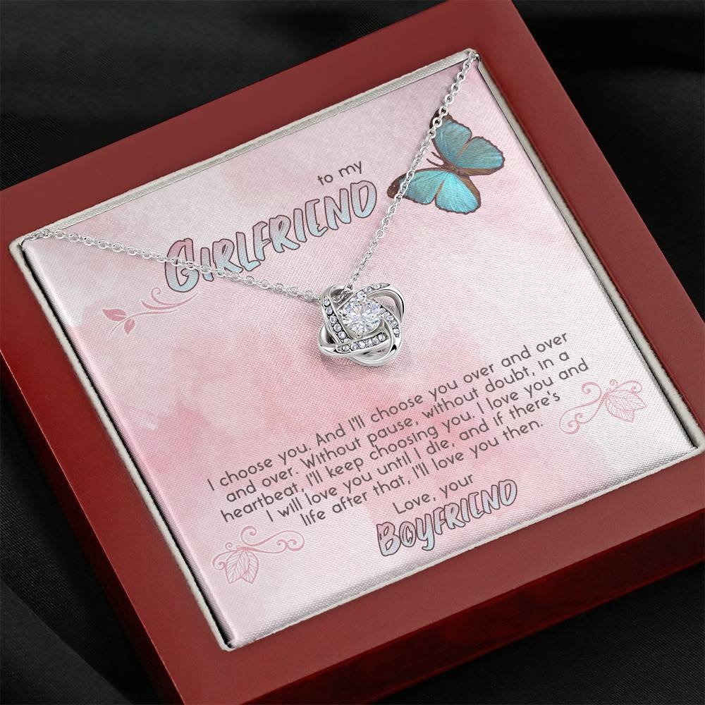 TO MY GIRLFRIEND "CHOOSE" LOVE KNOT NECKLACE GIFT SET - ON CLOUD NINE GIFTS