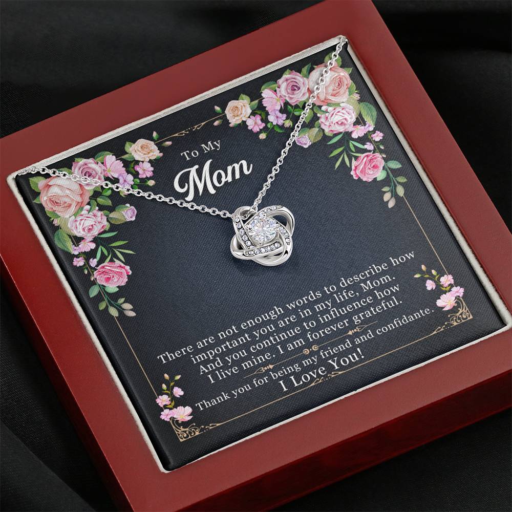 TO MY MOM "ENOUGH WORDS-SO" LOVE KNOT NECKLACE GIFT SET - ON CLOUD NINE GIFTS
