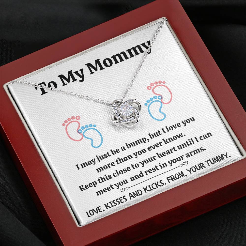 TO MY MOMMY "BABY FEET - WHITE" LOVE KNOT NECKLACE GIFT SET - ON CLOUD NINE GIFTS