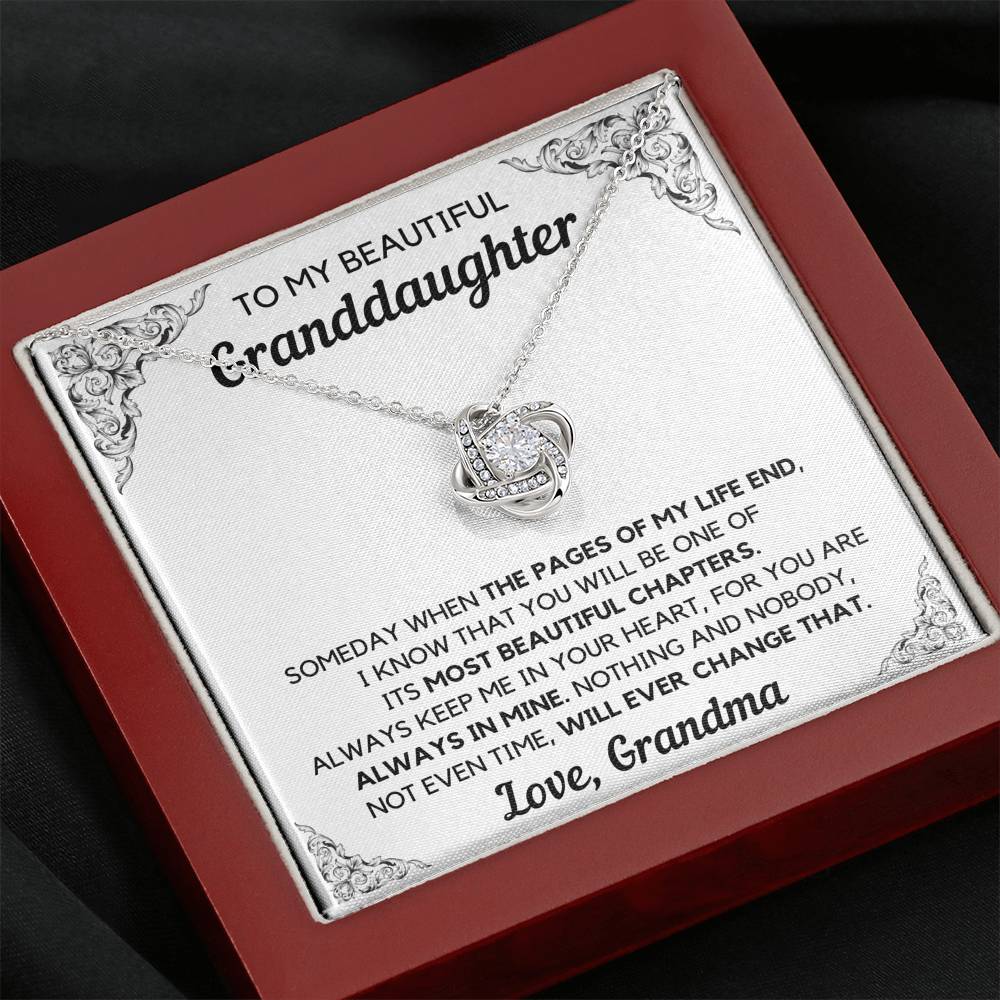 TO MY BEAUTIFUL GRANDDAUGHTER FROM GRANDMA CHAPTERS LOVE KNOT NECKLACE GIFT SET - ON CLOUD NINE GIFTS
