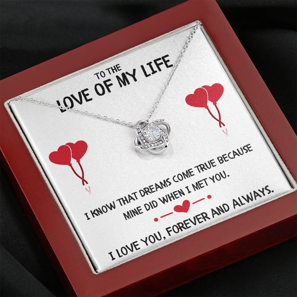 TO THE LOVE OF MY LIFE "DREAMS" LOVE KNOT NECKLACE GIFT SET - ON CLOUD NINE GIFTS
