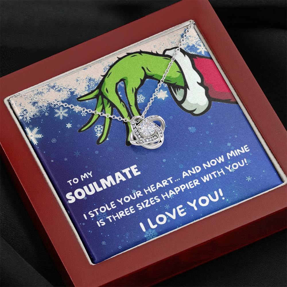 TO MY SOULMATE "THREE SIZES HAPPIER" LOVE KNOT NECKLACE GIFT SET - ON CLOUD NINE GIFTS