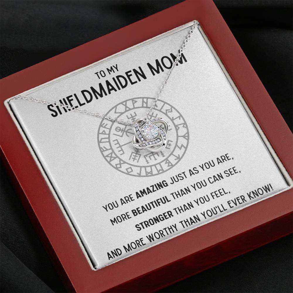 TO MY SHIELDMAIDEN MOM "WORTHY" LOVE KNOT NECKLACE GIFT SET - ON CLOUD NINE GIFTS
