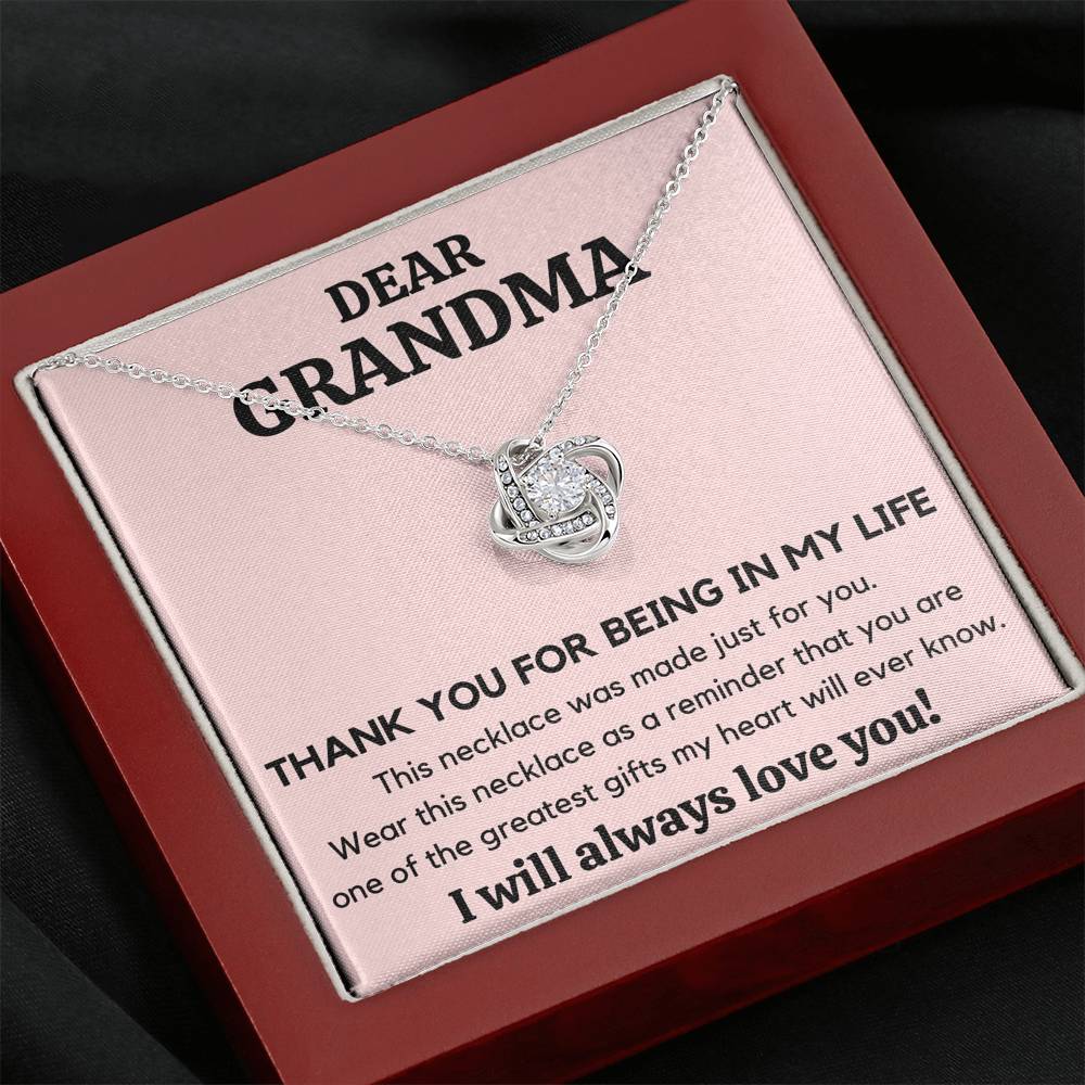 DEAR GRANDMA MY LIFE LOVE KNOT NECKLACE GIFT SET - ON CLOUD NINE GIFTS