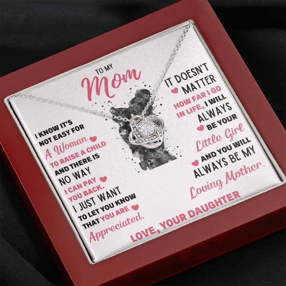 TO MY MOM LITTLE GIRL LOVE KNOT NECKLACE GIFT SET - ON CLOUD NINE GIFTS