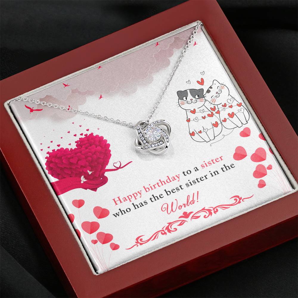 TO MY SISTER "BEST IN THE WORLD" LOVE KNOT NECKLACE BIRTHDAY GIFT SET - ON CLOUD NINE GIFTS