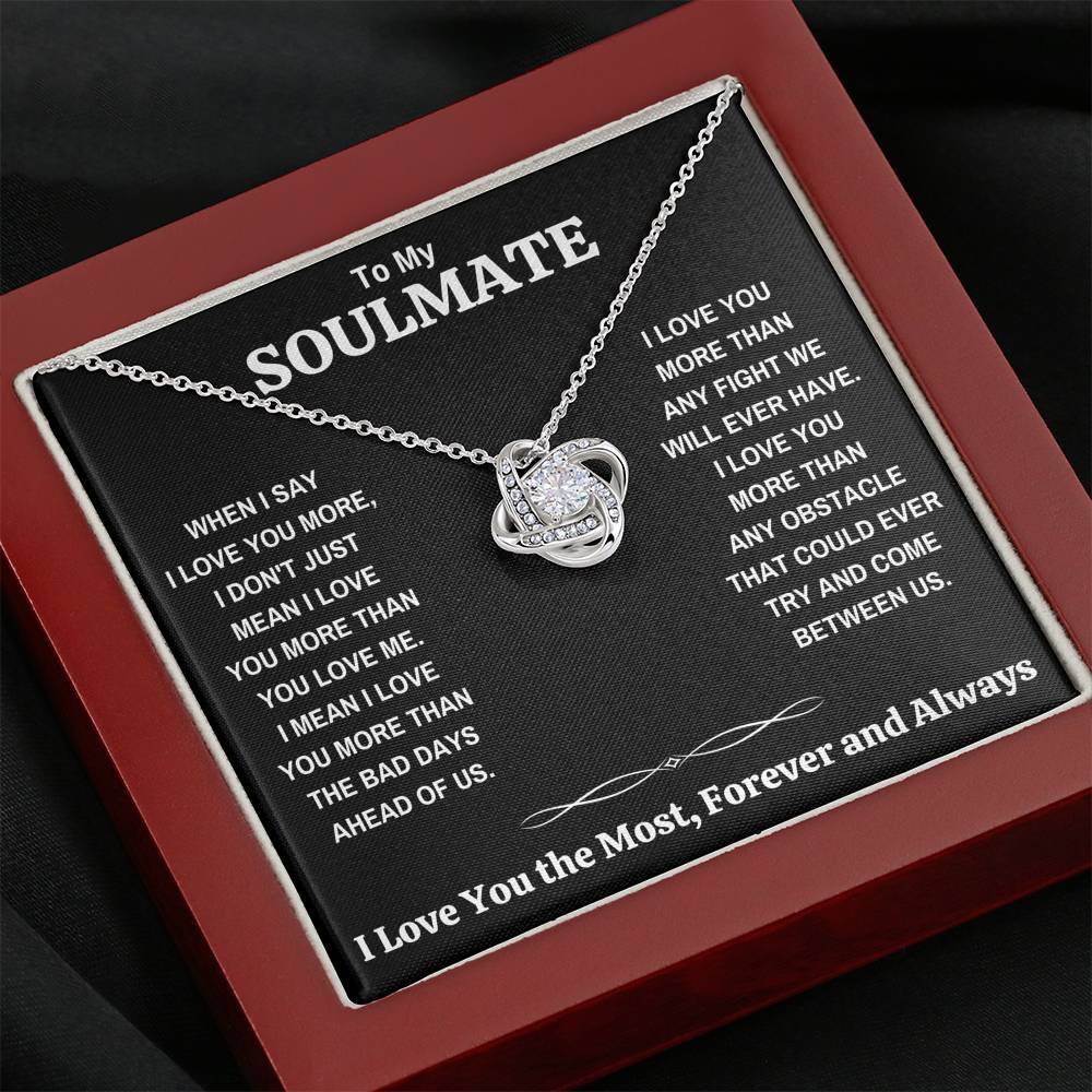 TO MY SOULMATE "THE MOST - DARK" LOVE KNOT NECKLACE GIFT SET - ON CLOUD NINE GIFTS
