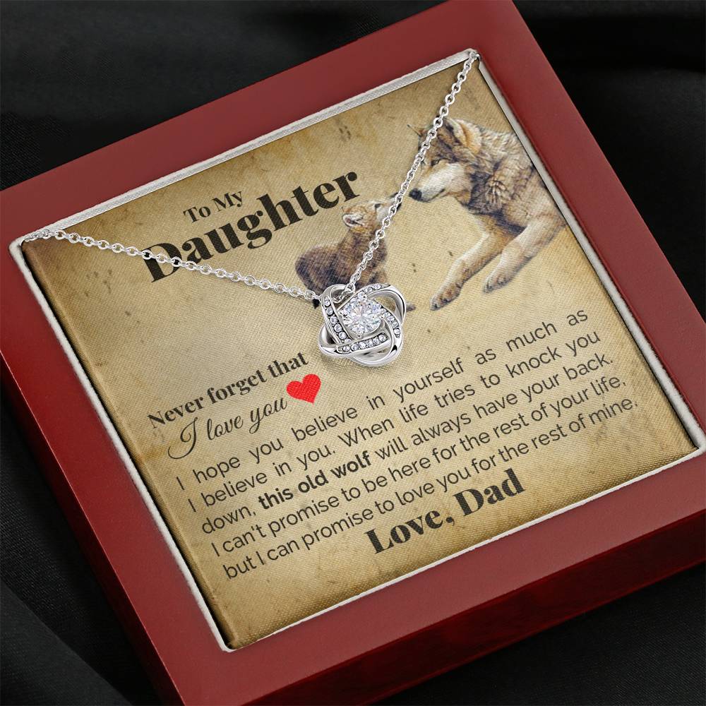 TO MY DAUGHTER "THIS OLD WOLF" LOVE KNOT NECKLACE GIFT SET - ON CLOUD NINE GIFTS